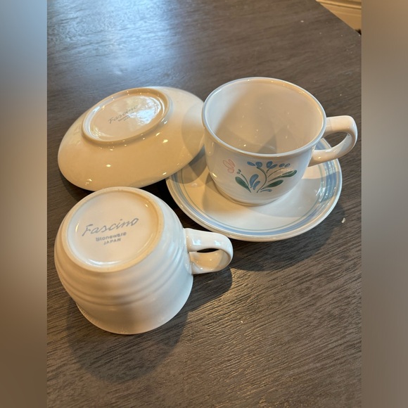 {Yamaka} Fascino Stoneware Coffee Mug Tea Cup Floral Design Japan - 4pc set - Picture 4 of 4